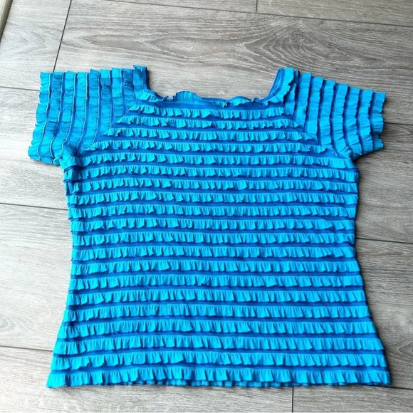 Bellissima Square Neck Stretch Cha Cha Tiered Short Sleeve  Top Made in Canada - Picture 9 of 10